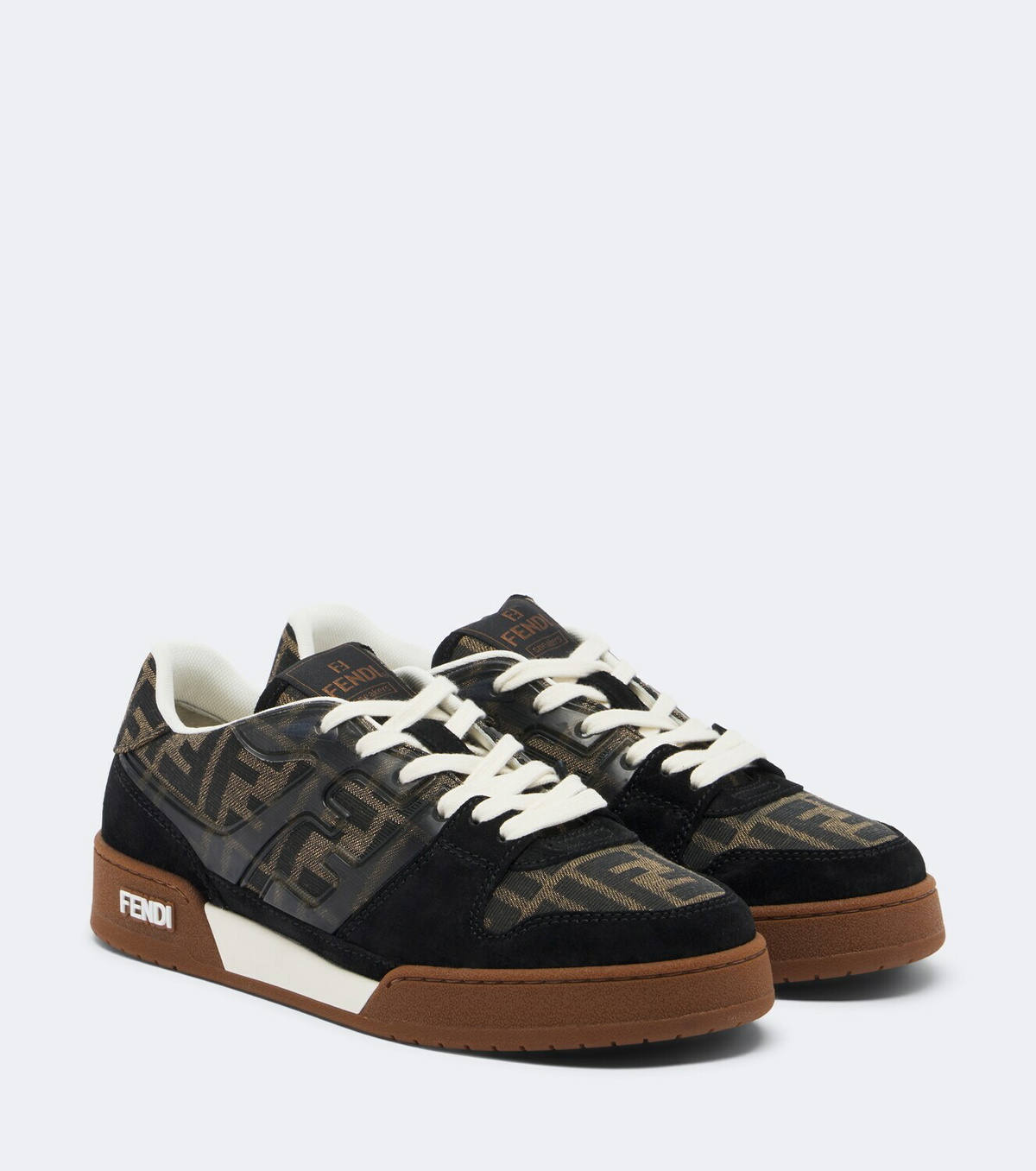 Fendi Fendi Match jacquard suede-trimmed sneakers