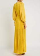 Alice + Olivia Nya Pleated Chiffon Maxi Dress Yellow
