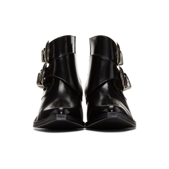 Toga Pulla Black Two-Buckle Western Boots Toga Pulla