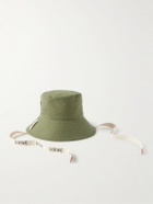 Loewe - Paula's Ibiza Leather-Trimmed Cotton-Canvas Bucket Hat - Green