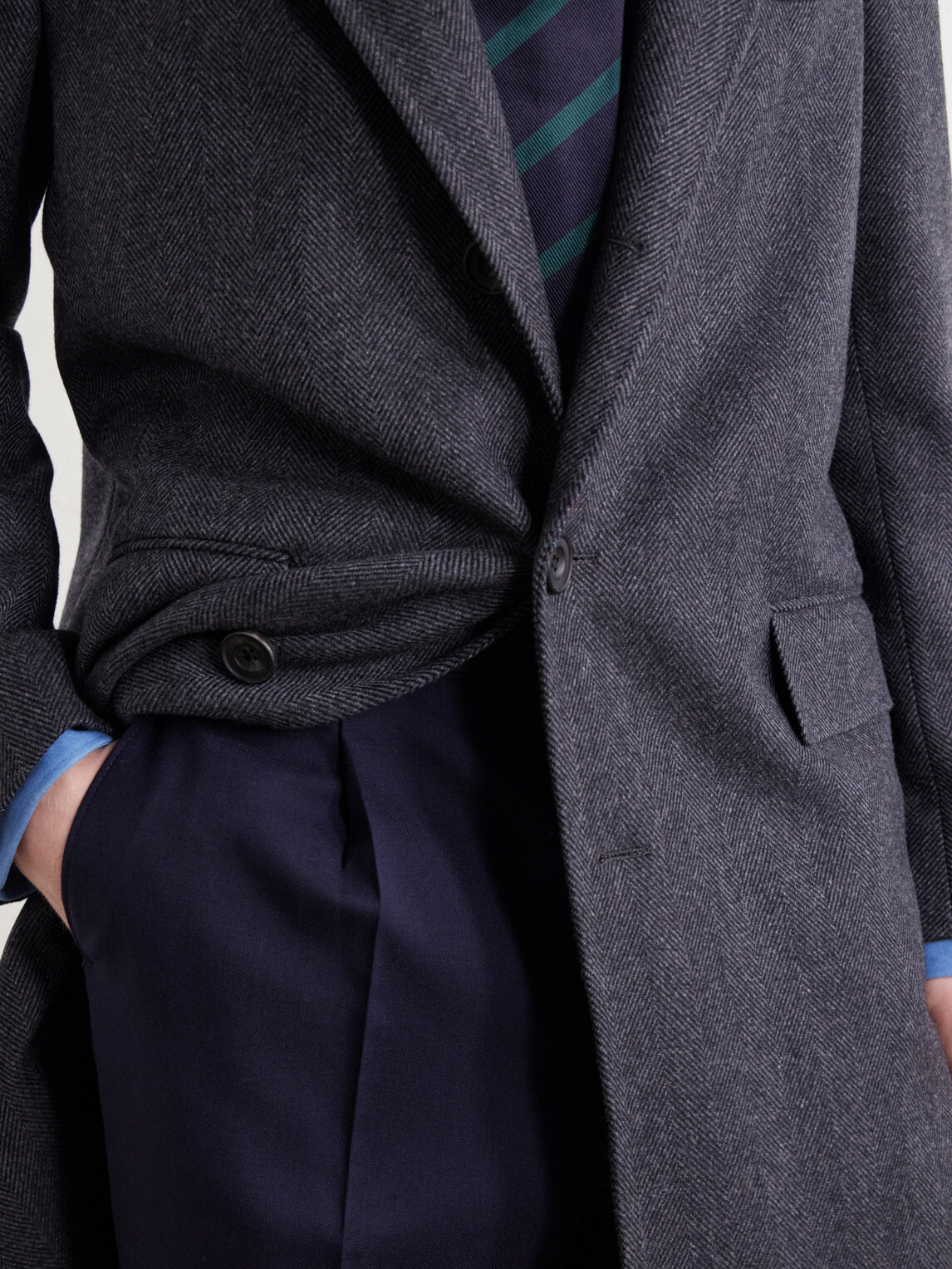 Rubinacci - Herringbone Virgin Wool Coat - Gray