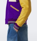 ERL Leather-trimmed wool-blend bomber jacket