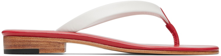 Photo: Martiniano White & Red Leather Flip-Flops