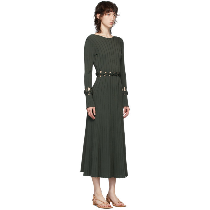 Dion Lee Green Ribbed Braided Long Dress