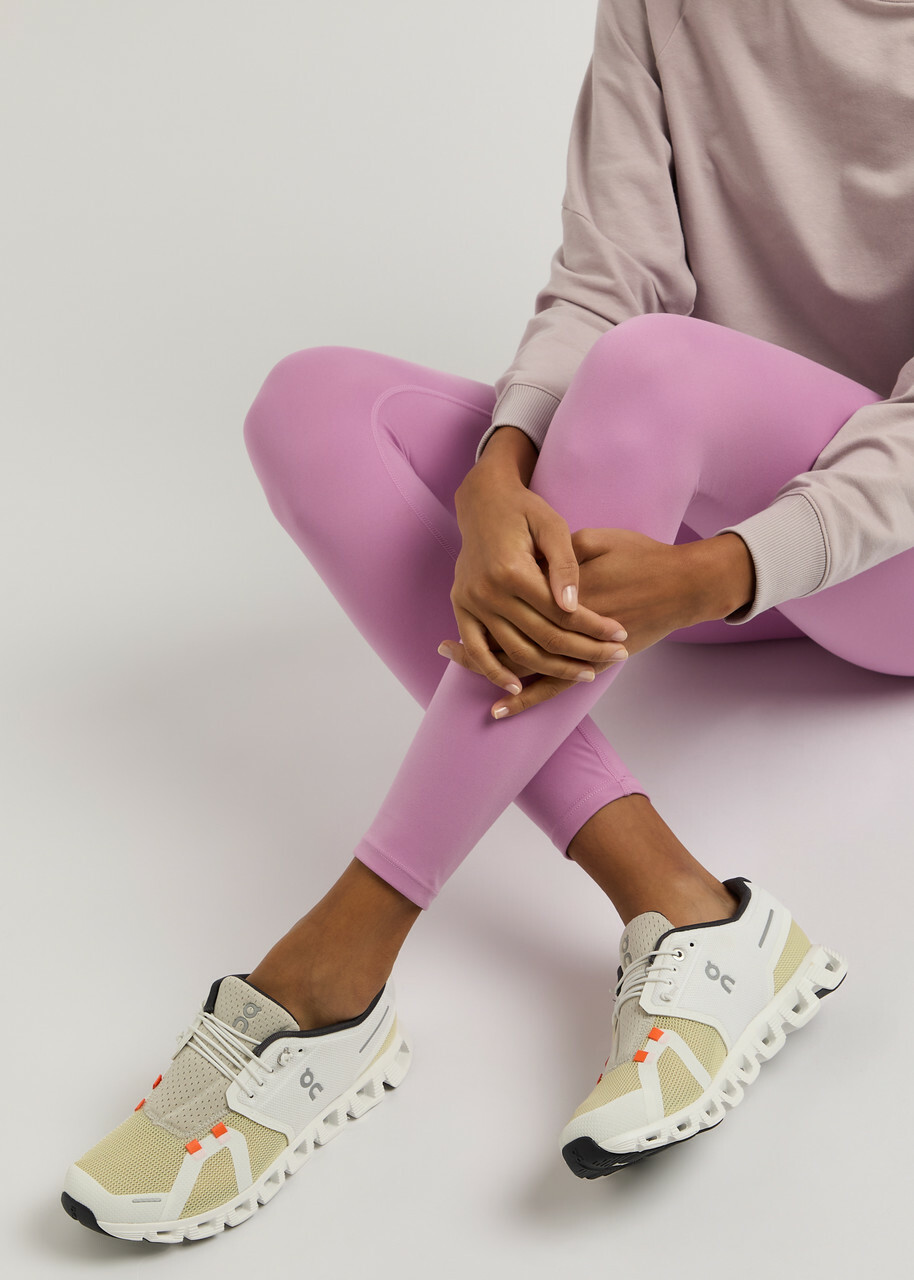 ON Cloud 5 Push Panelled Mesh-knit Sneakers Cream
