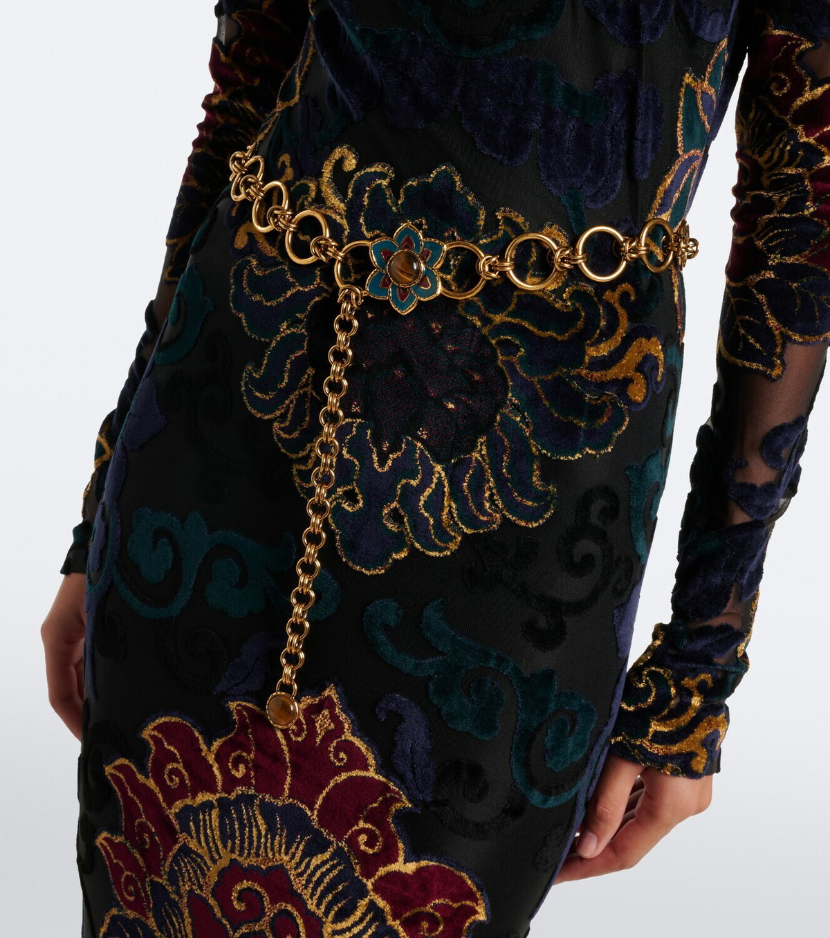 Etro Embellished floral chain belt