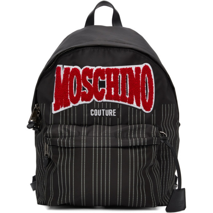 Photo: Moschino Black Nylon Pinstripe Backpack