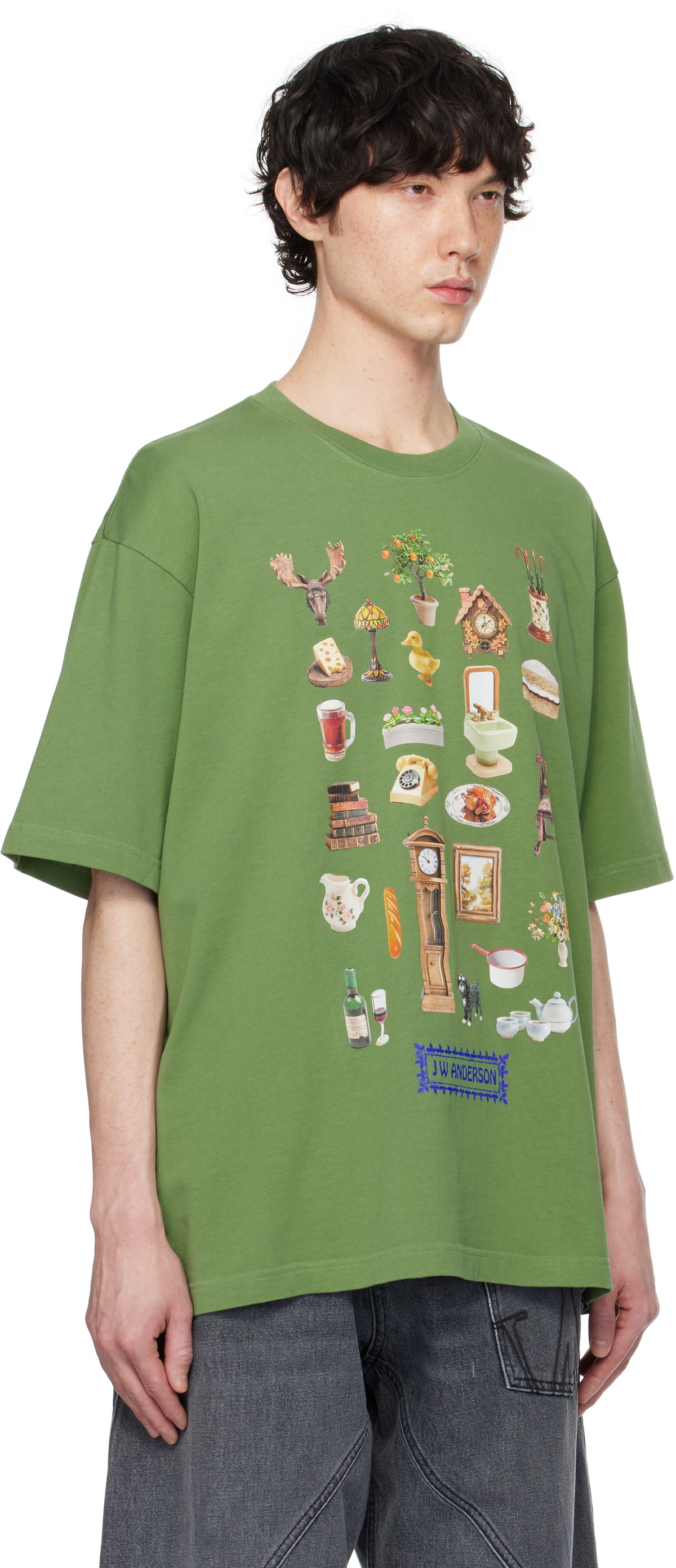 JW Anderson Green Diorama Printed T-shirt JW Anderson