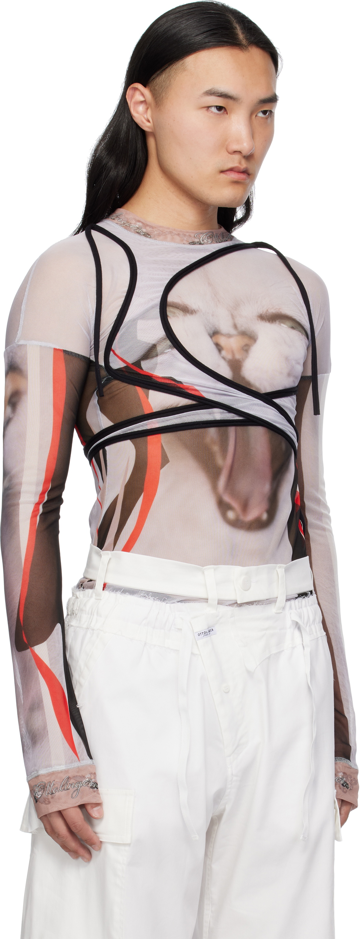 Ottolinger Multicolor Mesh Deconstructed Longsleeve T-shirt