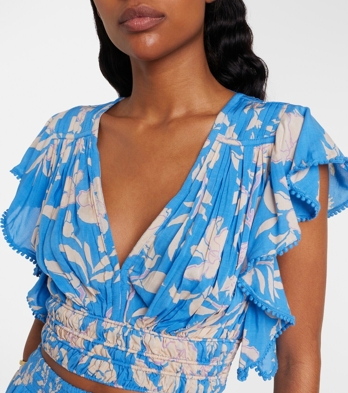Poupette St Barth Pearl floral crop top