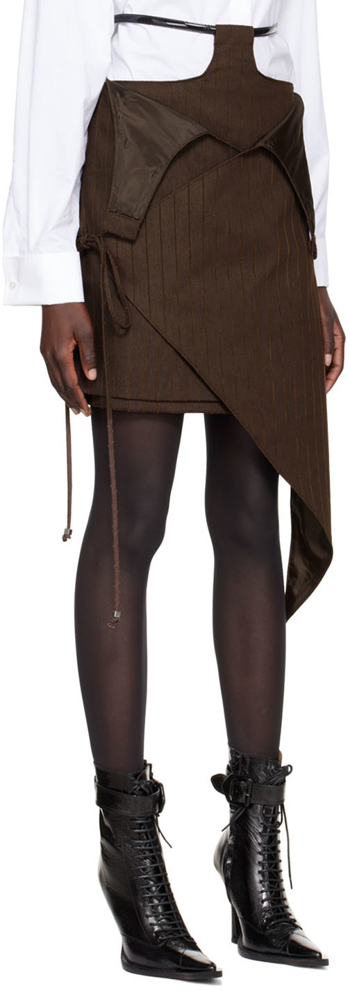 Luar Brown Asymmetric Miniskirt