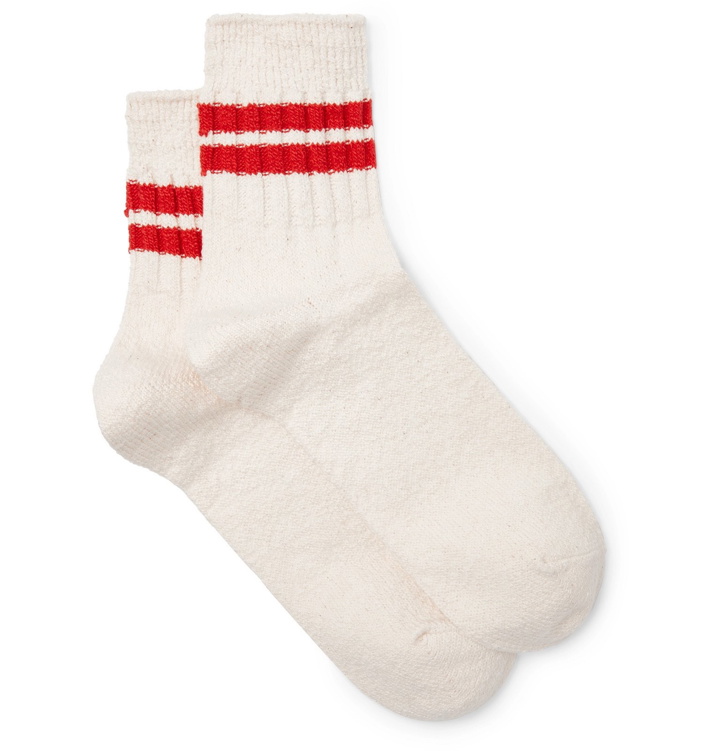 Photo: Anonymous Ism - Striped Cotton-Blend Socks - Neutrals