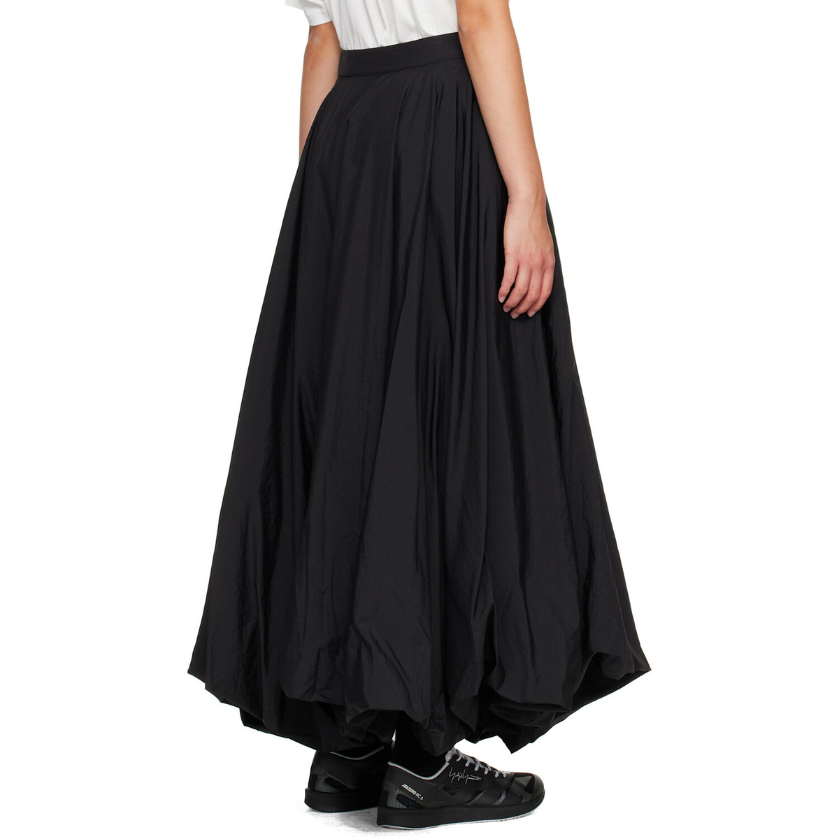 Y-3 Black Gradient 3-Stripes Nylon Balloon Midi Skirt