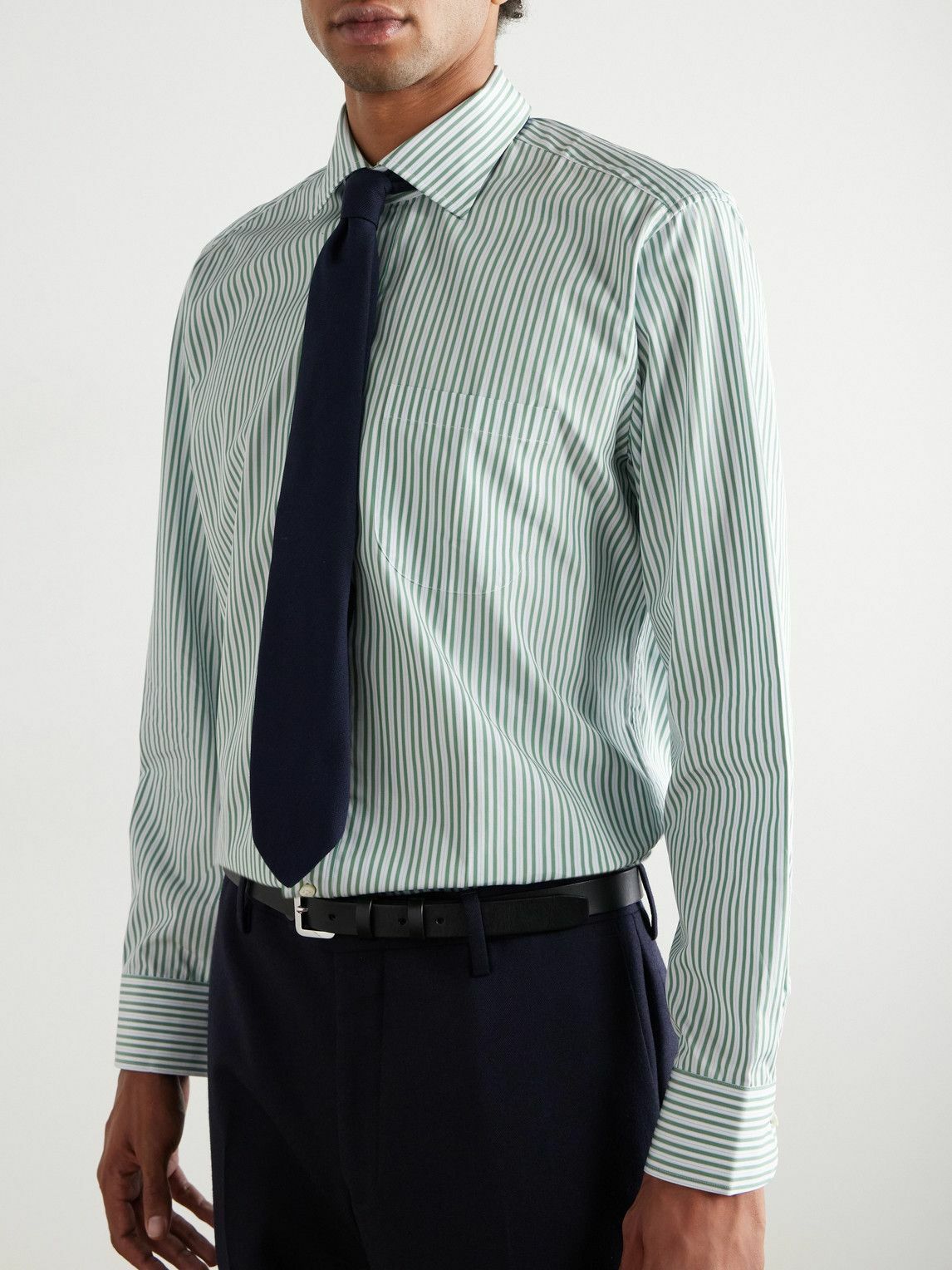 Sid Mashburn - Striped Cotton-Poplin Shirt - Green