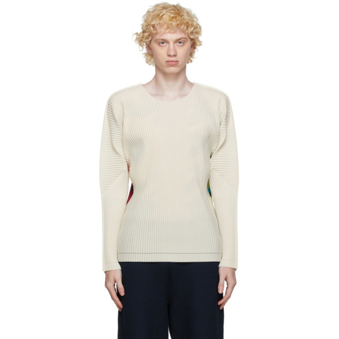 Photo: Homme Plisse Issey Miyake Off-White A-POC Print Long Sleeve T-Shirt