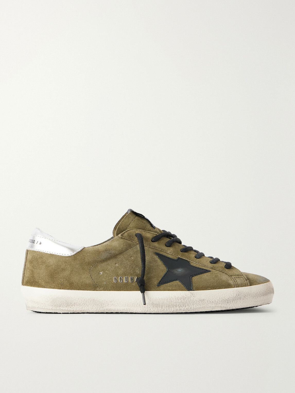 Golden Goose - Super-Star Distressed Leather-Trimmed Suede Sneakers - Green