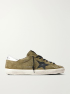 Golden Goose - Super-Star Distressed Leather-Trimmed Suede Sneakers - Green