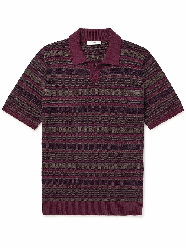 Photo: Mr P. - Striped Cotton Polo Shirt - Burgundy