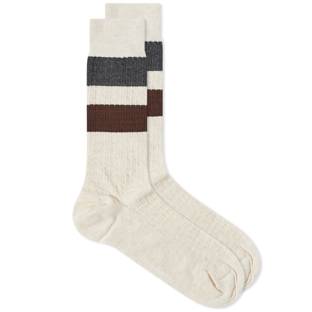 Oliver Spencer Men s Miller Sports Socks In Cream Brown Oliver Spencer