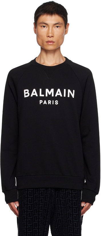 Photo: Balmain Black Print Sweatshirt
