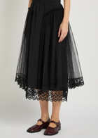 Simone Rocha Lace-trimmed Satin-crepe Midi Skirt Black