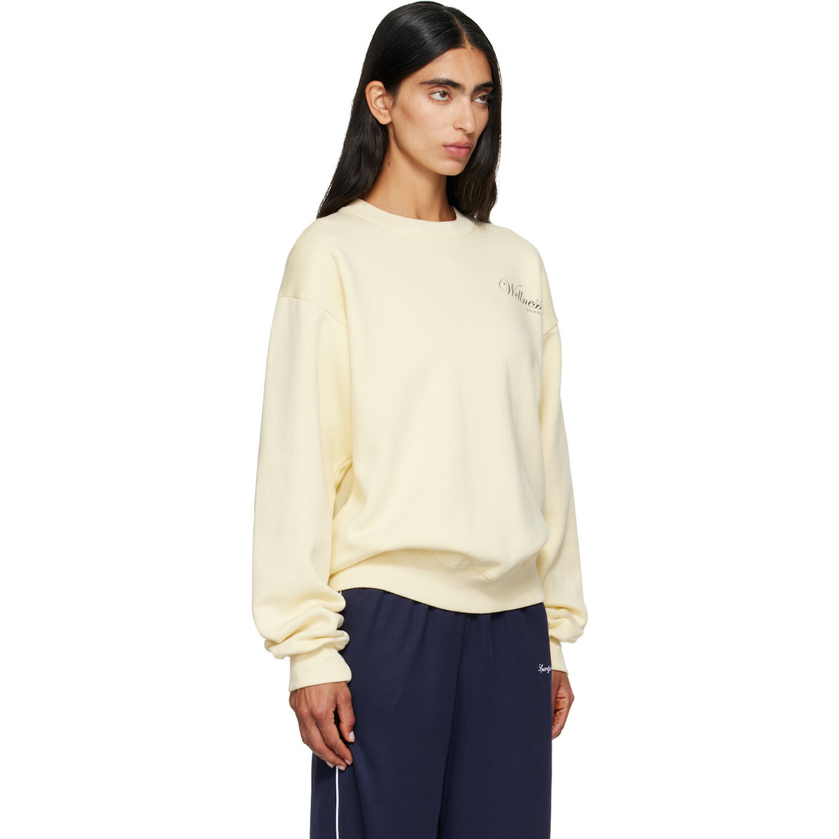 Sporty & Rich Off-White Avenue Crewneck Sweatshirt