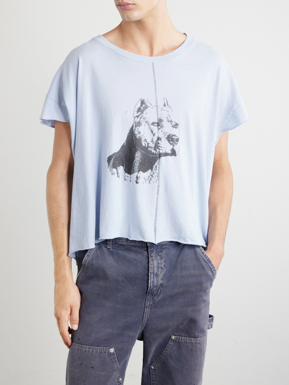 Enfants Riches Déprimés - Na Pitbull Distressed Printed Cotton-Jersey T-Shirt - Blue