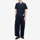 Thom Browne Men's Short Sleeve Button Down Textured Shirt in Navy