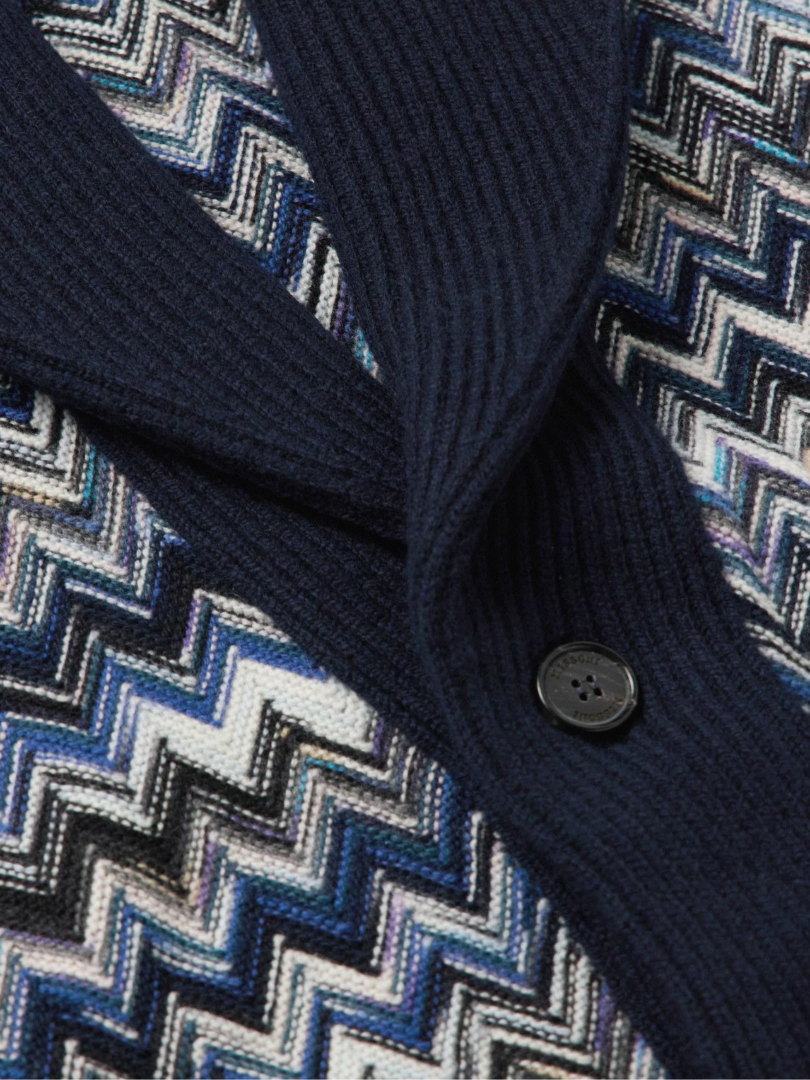 Missoni - Shawl-Collar Space-Dyed Crochet-Knit Wool Cardigan - Blue