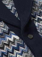 Missoni - Shawl-Collar Space-Dyed Crochet-Knit Wool Cardigan - Blue