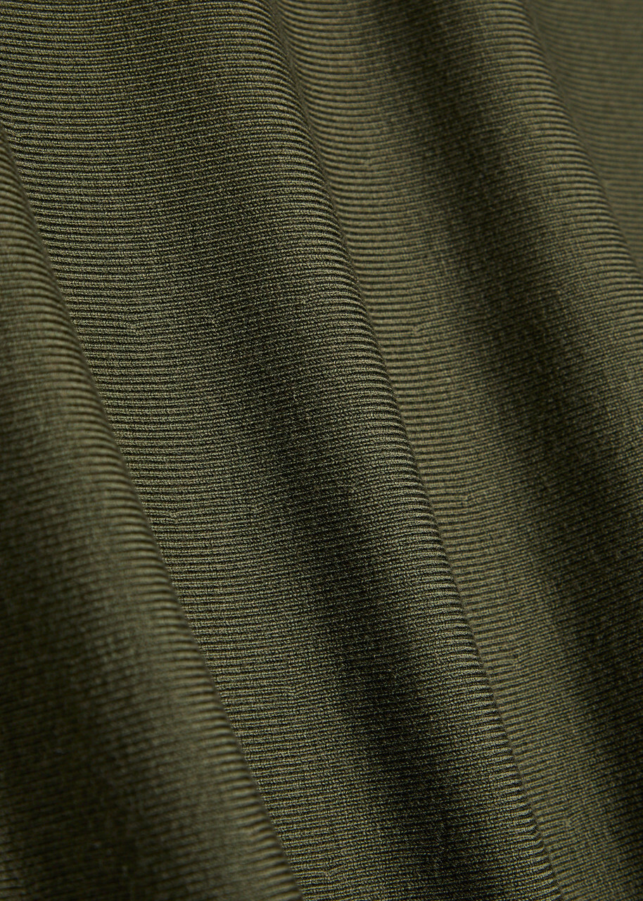 Simkhai Layne Ribbed Merino Wool Midi Skirt Khaki