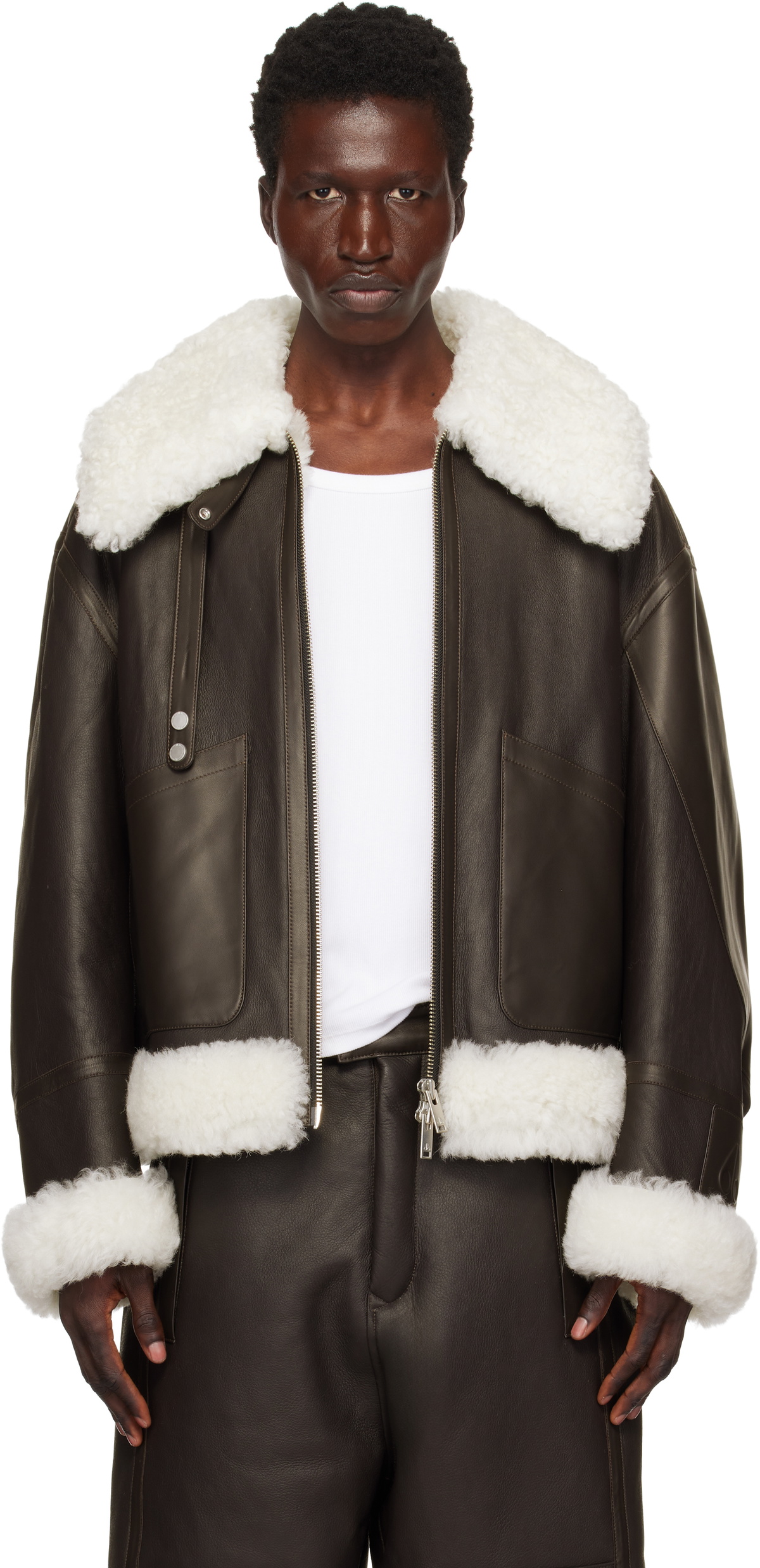 Moose Knuckles Brown MTD Pilot Shearling Jacket Moose Knuckles