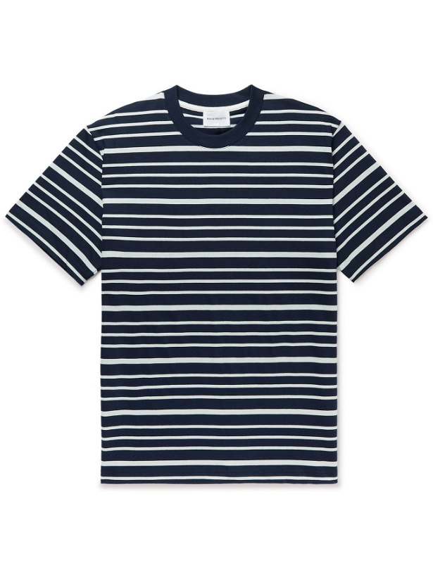 Photo: NORSE PROJECTS - Johannes Striped Cotton-Jersey T-Shirt - Blue