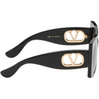 Valentino Black Rectangular Acetate Sunglasses