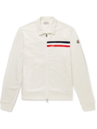 Moncler - Striped Logo-Appliquéd Cotton-Jersey Zip-Up Sweatshirt - White