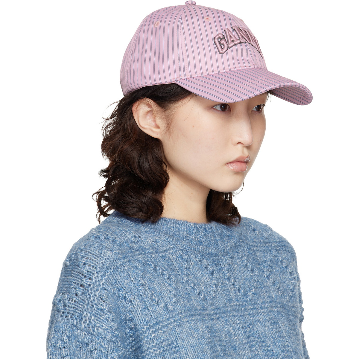 GANNI Pink Printed Nylon Cap