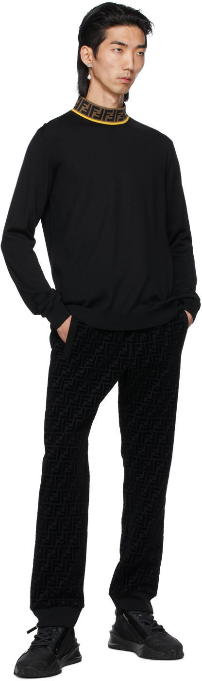 Fendi Black Piqué 'Forever Fendi' Lounge Pants Fendi