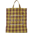 Gucci Yellow and Burgundy Medium Check Tote