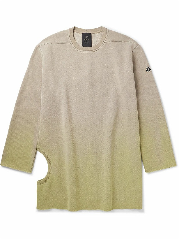 Photo: Rick Owens - Moncler Subhuman Cutout Dégradé Cotton-Blend Jersey Sweatshirt - Green