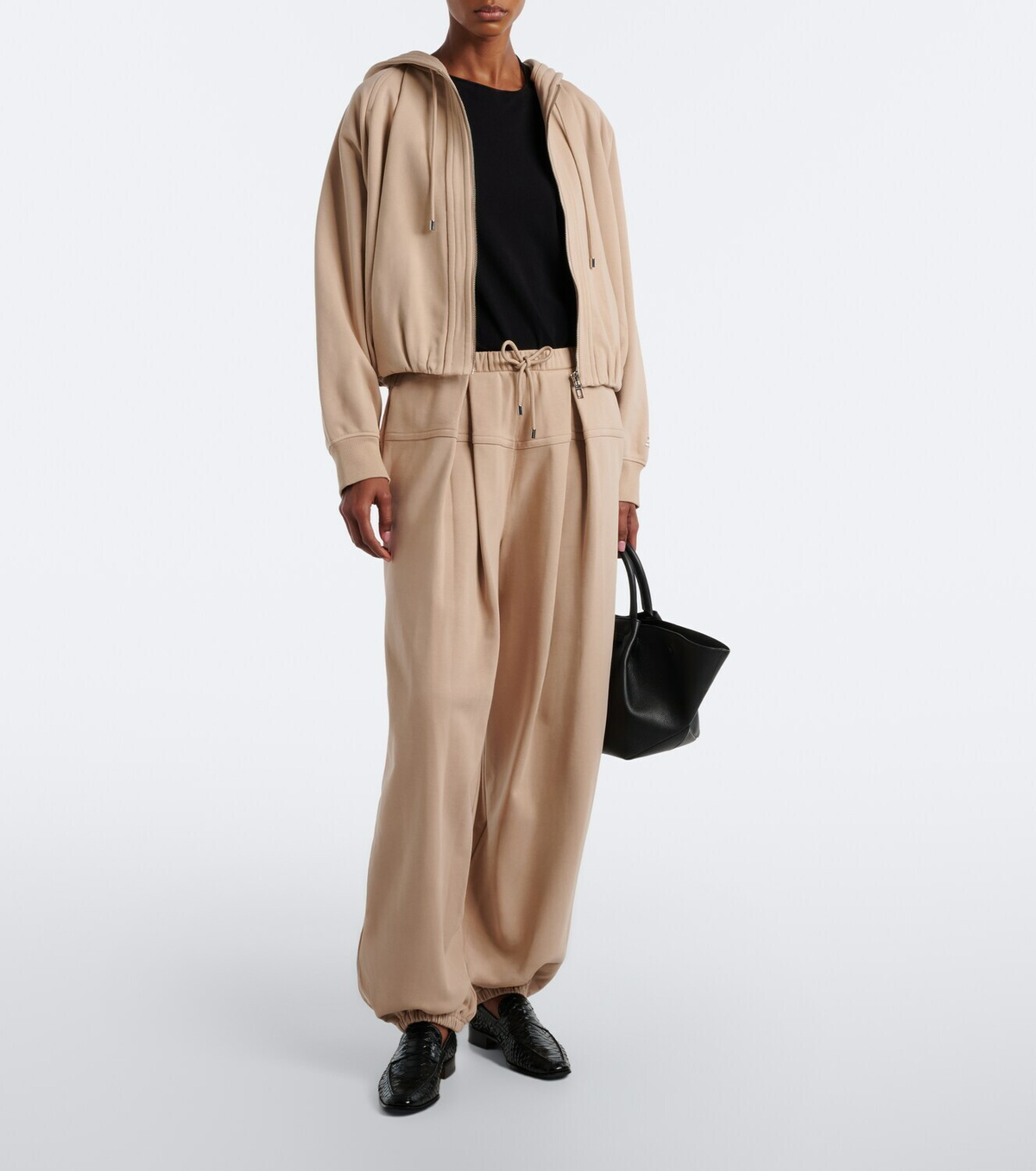 Sportmax Pleated cotton-blend jersey sweatpants