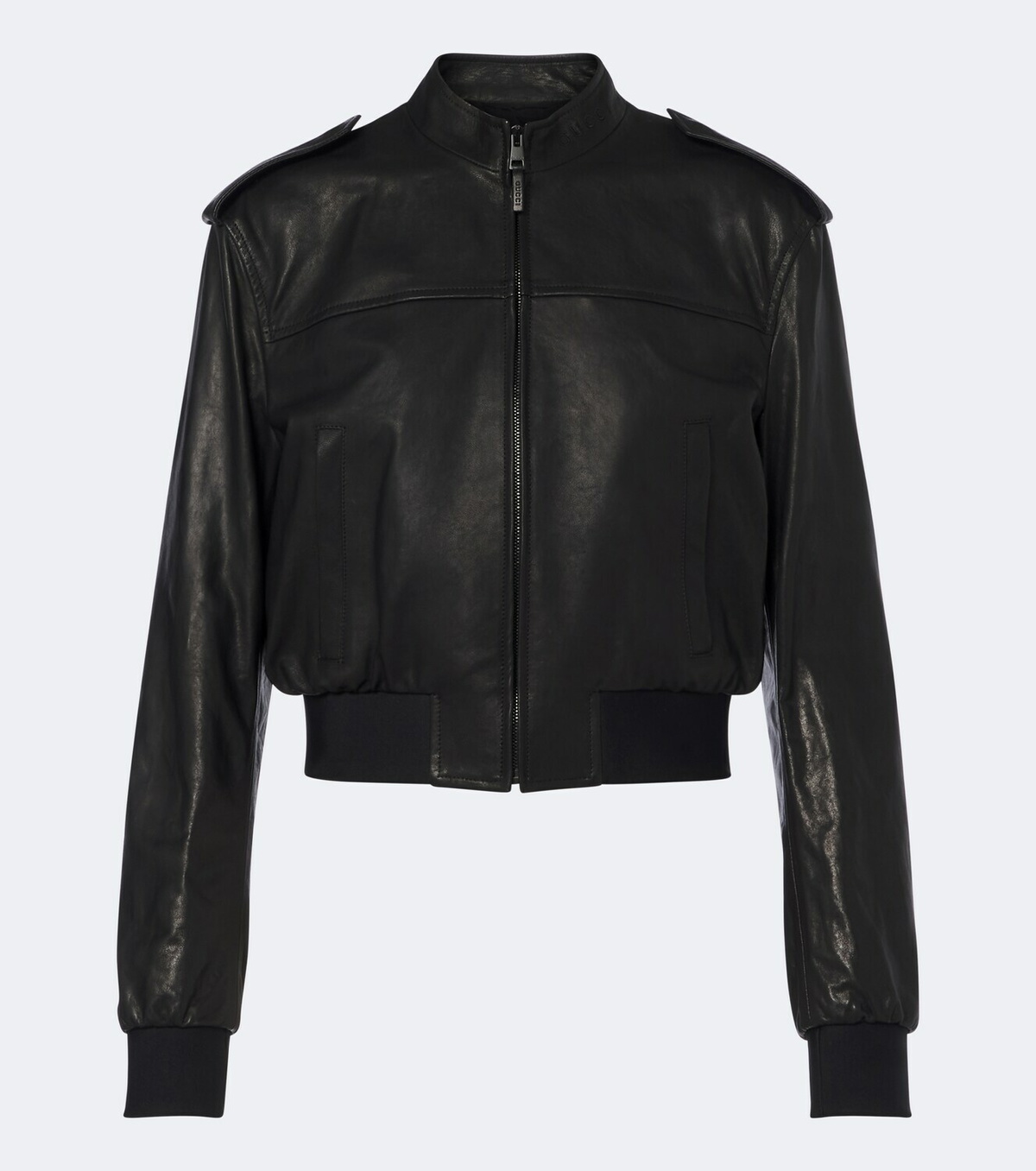 Gucci Cropped leather bomber jacket