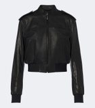 Gucci Cropped leather bomber jacket