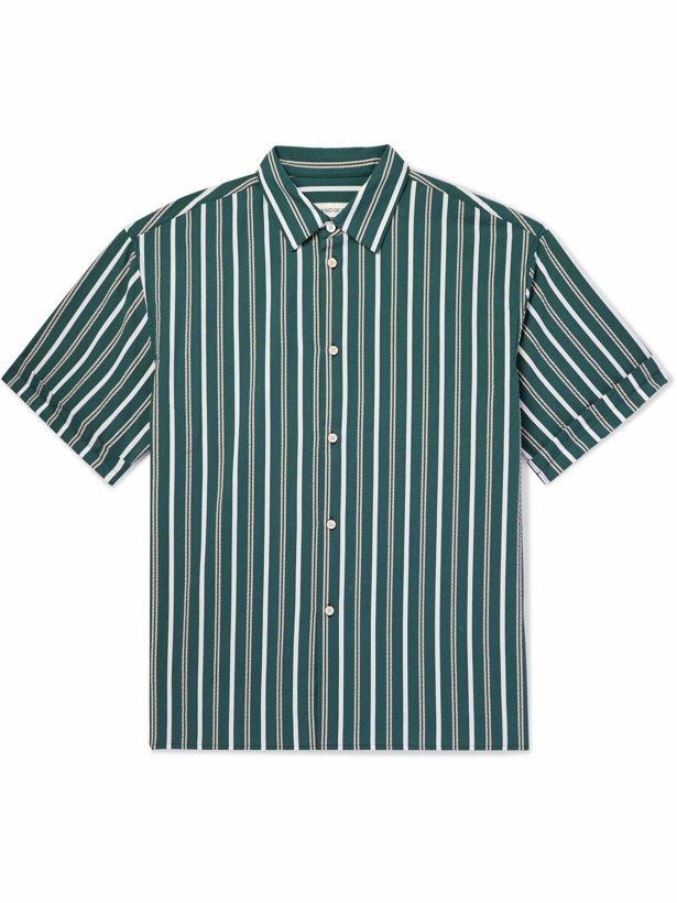 Photo: A Kind Of Guise - Elio Striped Textured-Cotton Shirt - Green