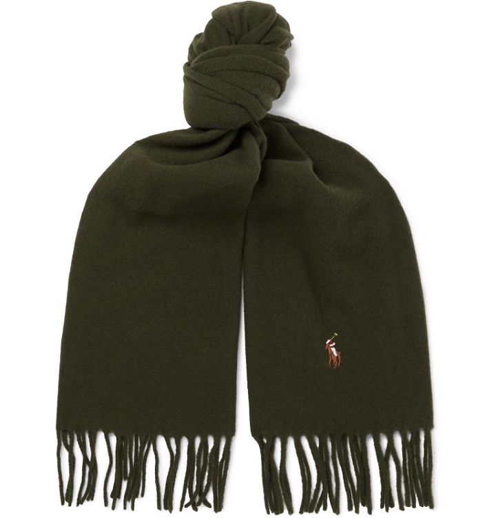 Photo: Polo Ralph Lauren - Reversible Fringed Wool-Blend Scarf - Green