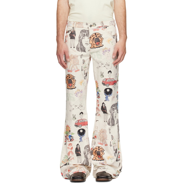 Photo: COÛT DE LA LIBERTÉ Off-White Jimmy California Cool Japan Canvas Flare Jeans