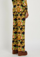 Etro Patterned Straight-leg Silk Trousers Black