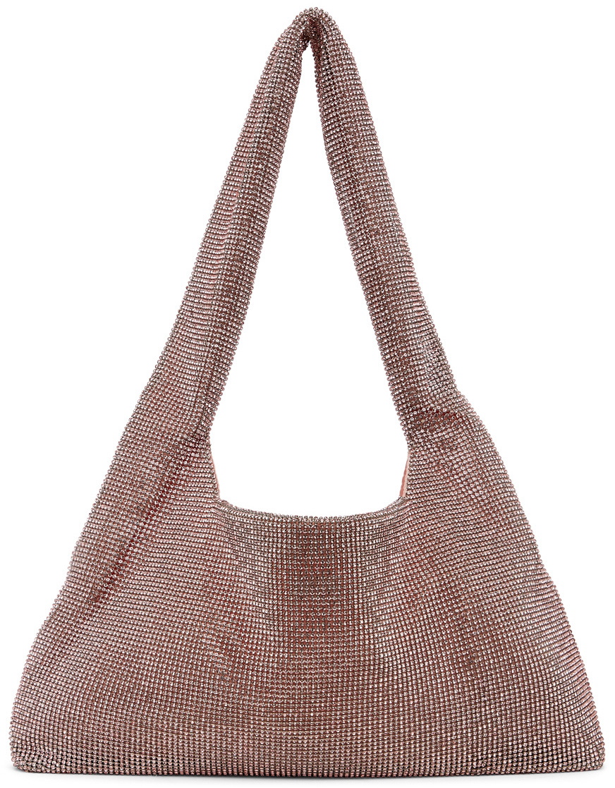 Kara Crystal Mesh Hobo Bag - - Black - Brass