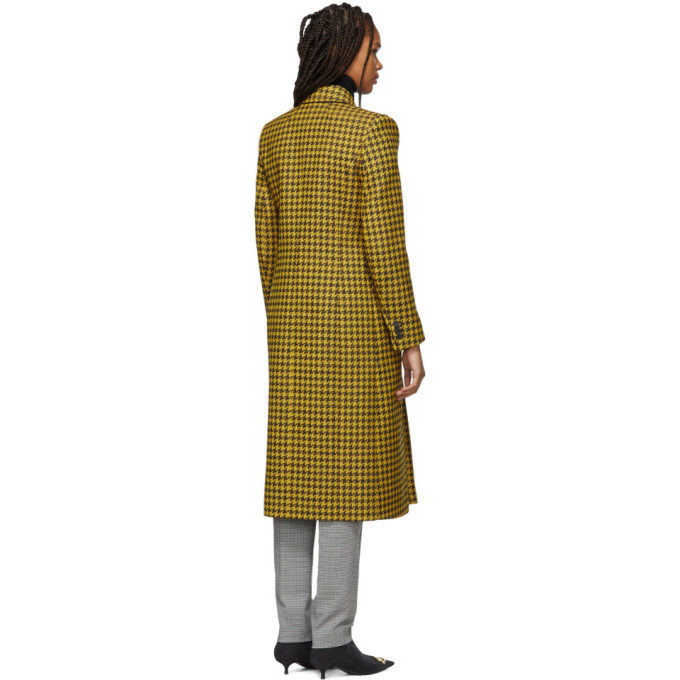 Balenciaga Yellow and Black Houndstooth Hourglass Coat Balenciaga Yellow and Black Houndstooth Hourglass Coat