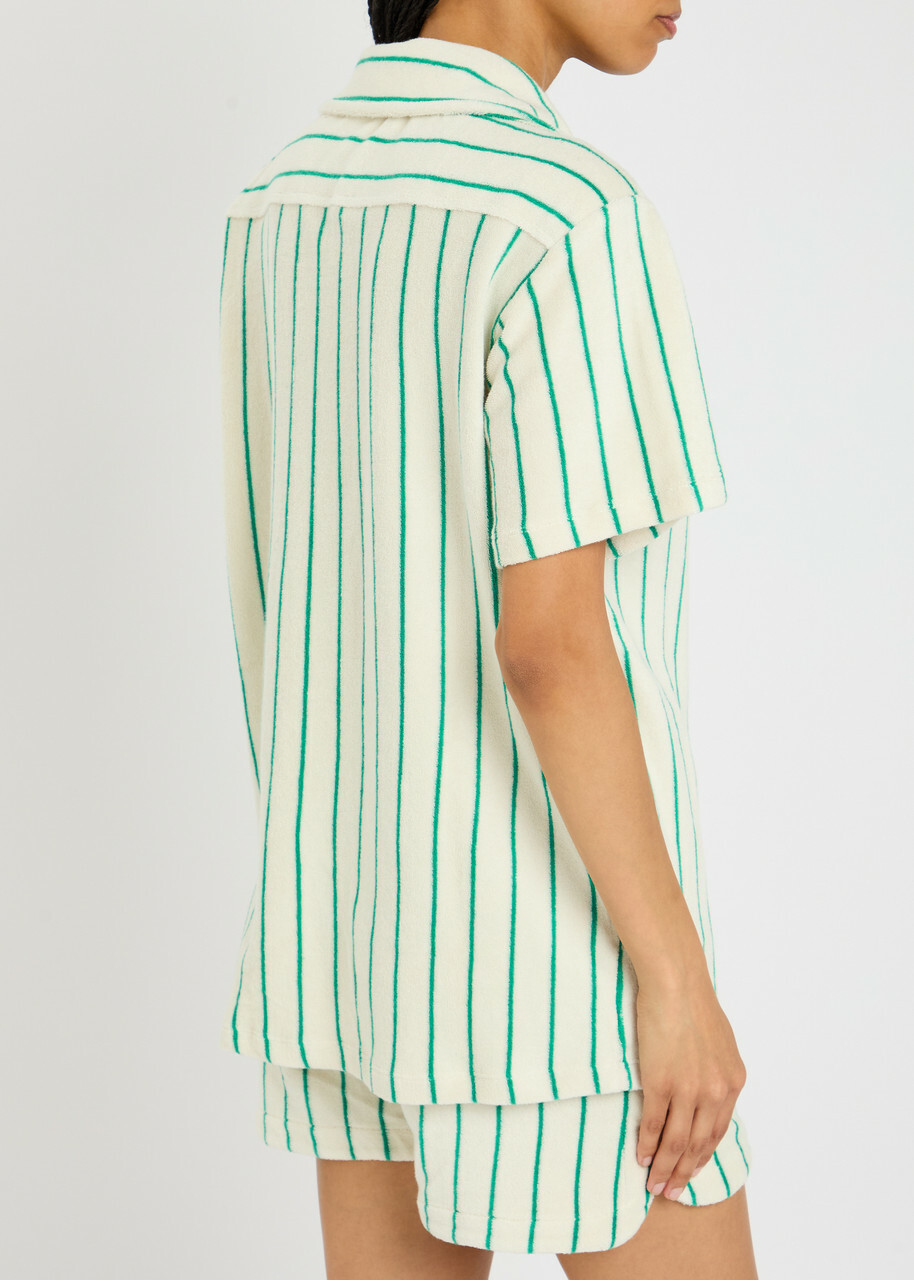 Bongusta Naram Striped Terry Shirt White And Green