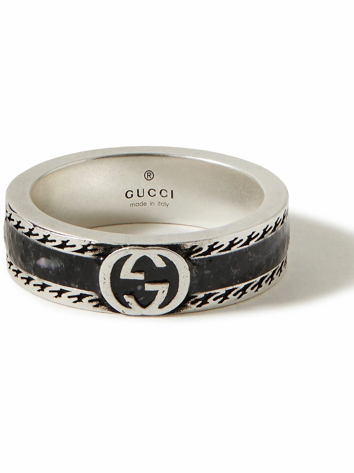 GUCCI - Sterling Silver and Enamel Ring - Black Gucci